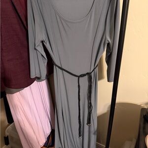 Nina Leonard Charcoal Long Sleeve Dress